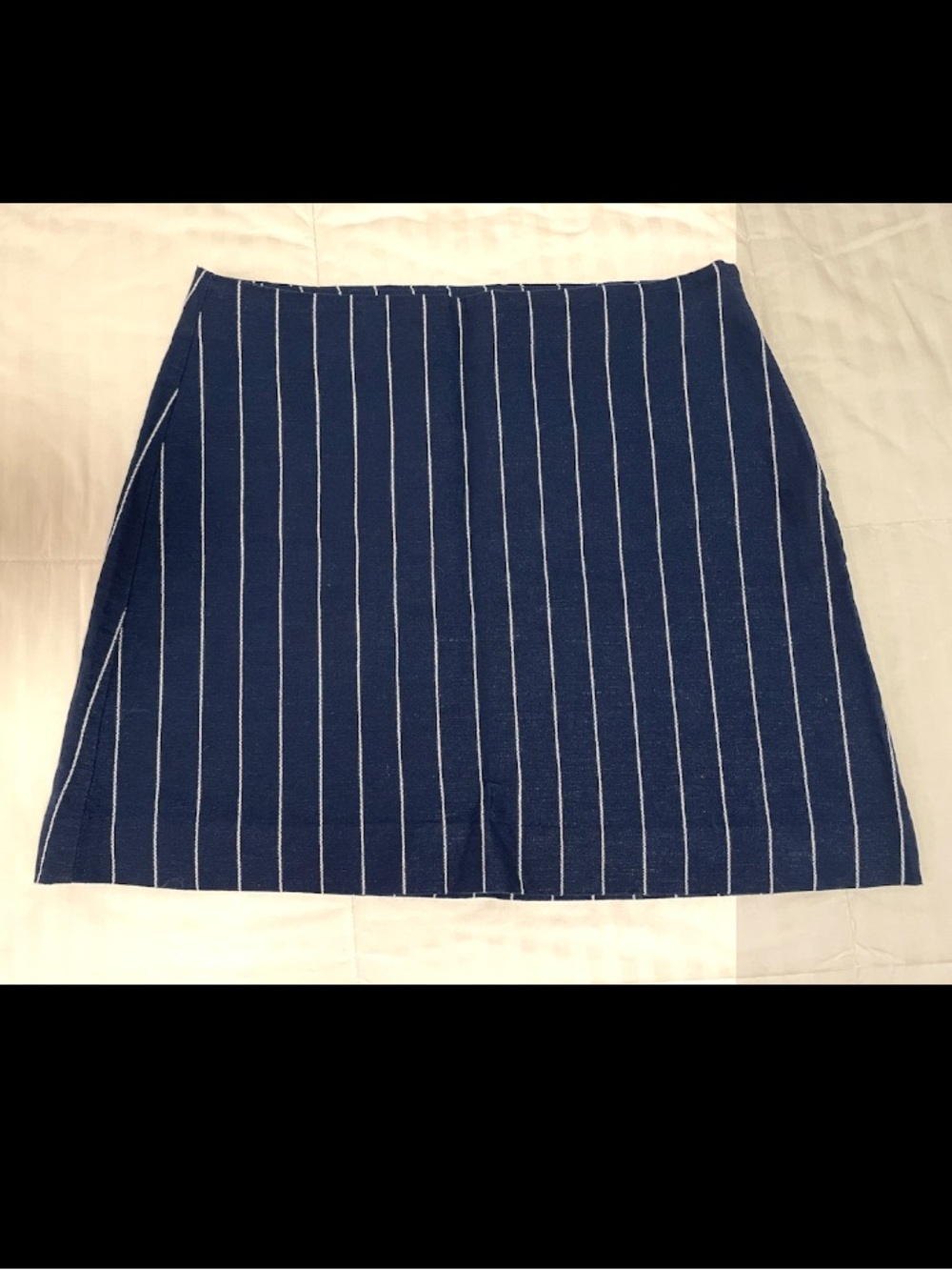 NWT Gap Navy Blue White Pinstripe Mini Skirt Linen Blend Size 6 Preppy Academia